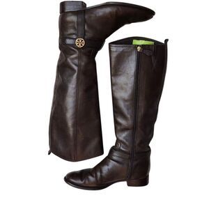 Tory Burch Vintage‎ Iconic Bristol Brown Leather Harness Riding Boots Sz 8M